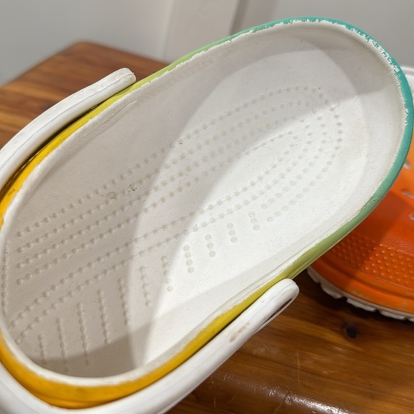 Crocs Classics Blue Yellow Orange Ombre Clogs - Picture 7 of 7